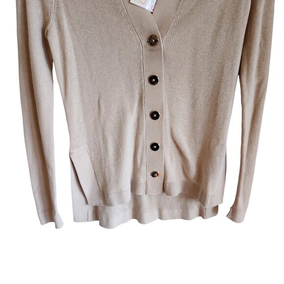 Gretchen Scott Sweater XS Beige Khaki Button Front Cardigan New - Picture 3 of 10
